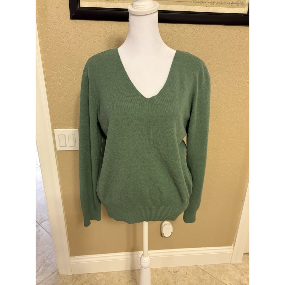 Philosophy‎ Women's Green Long Sleeve V-Neck Knitted Pullover Sweater Size L